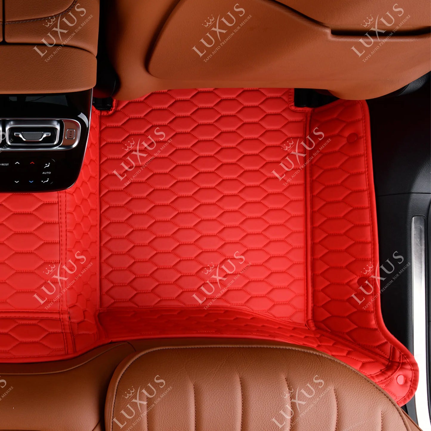 Tapis de Sol 3D sur Mesure Premium Luxus – Motif Nid d’Abeille Rouge Ferrari