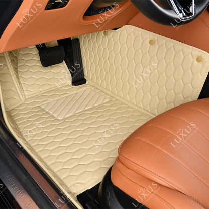 Tapis de Sol 3D sur Mesure Premium Luxus – Motif Nid d’Abeille Beige Crème