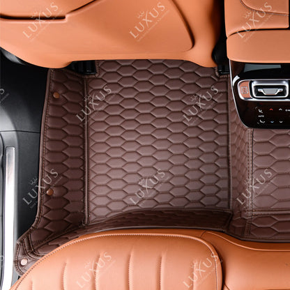 Tapis de Sol 3D sur Mesure Premium Luxus – Motif Nid d’Abeille Marron Chocolat