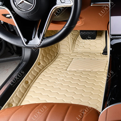 Tapis de Sol 3D sur Mesure Premium Luxus – Motif Nid d’Abeille Beige Crème