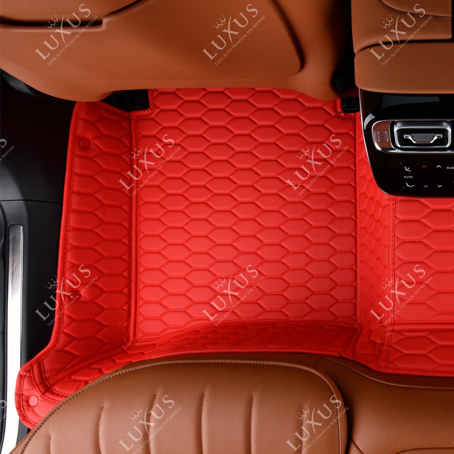 Tapis de Sol 3D sur Mesure Premium Luxus – Motif Nid d’Abeille Rouge Ferrari