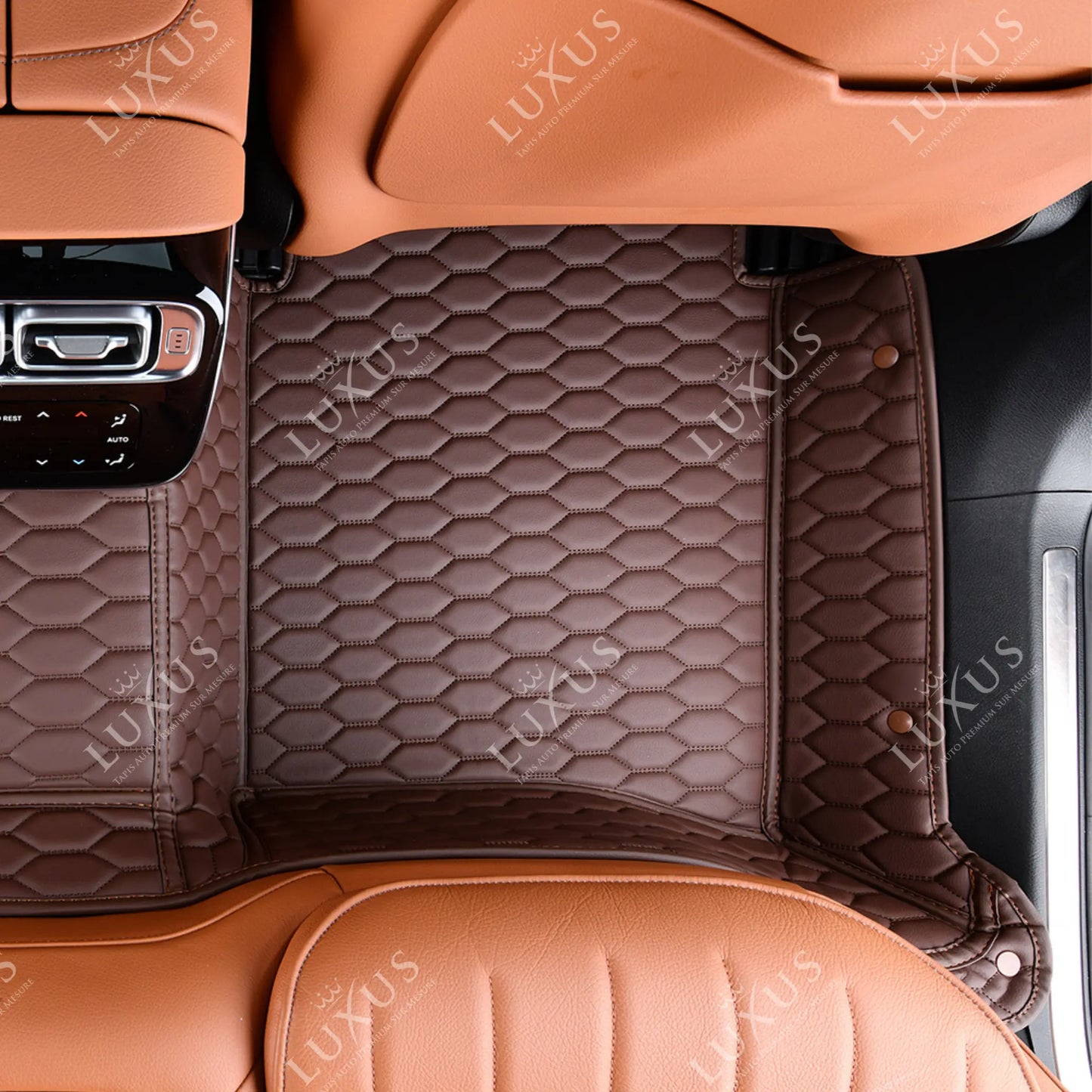 Tapis de Sol 3D sur Mesure Premium Luxus – Motif Nid d’Abeille Marron Chocolat