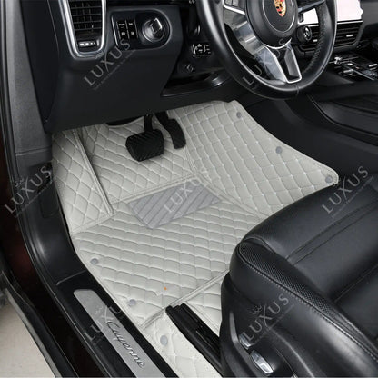 Tapis de Sol 3D sur Mesure Premium Luxus – Motif Losange Gris Perle