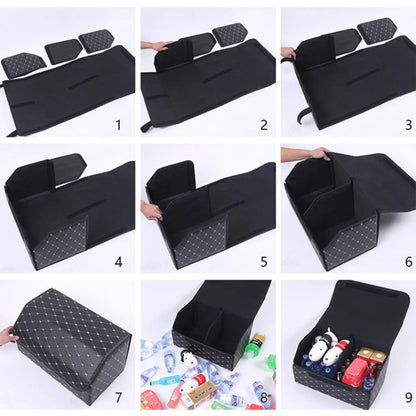 Boite de Rangement Voiture | Motif Losange | Gris