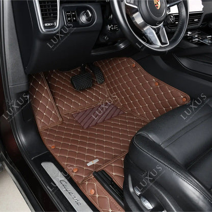 Tapis de Sol 3D sur Mesure Premium Luxus – Motif Losange Marron Chocolat