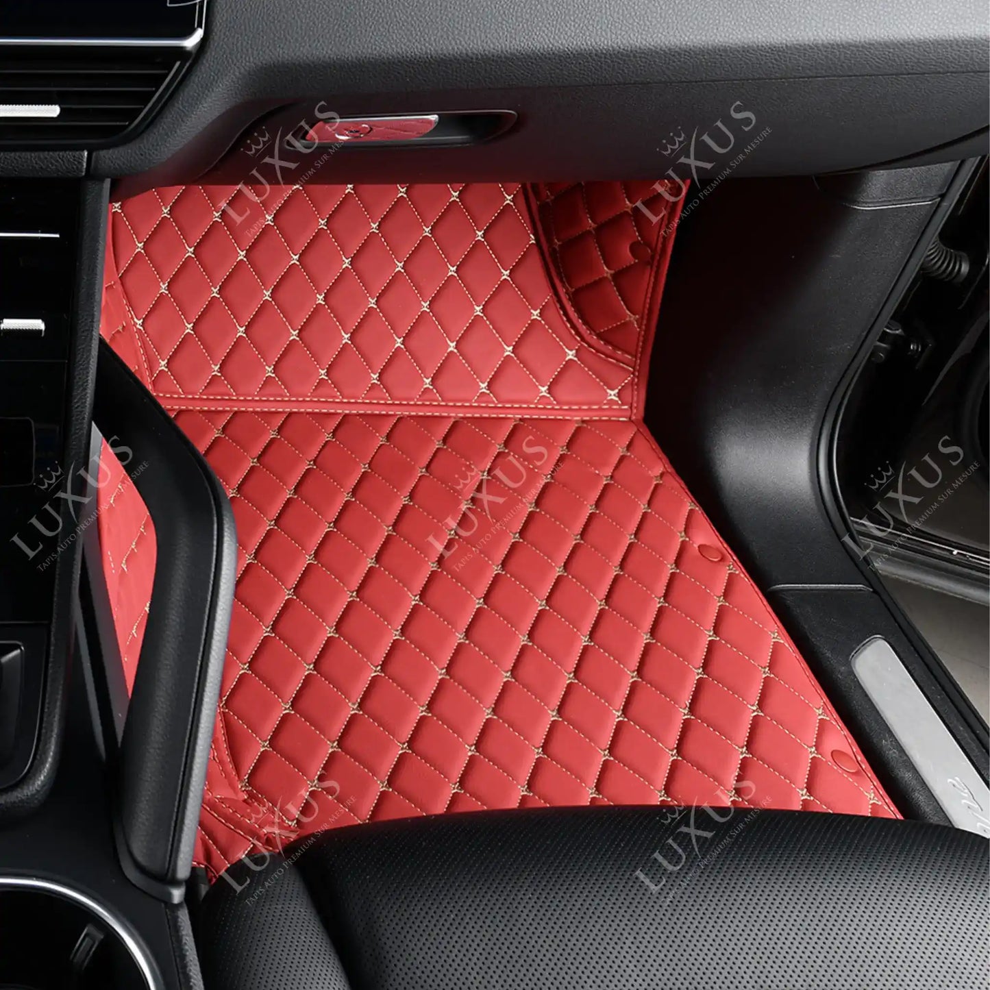 Tapis de Sol 3D sur Mesure Premium Luxus – Motif Losange Rouge Cerise