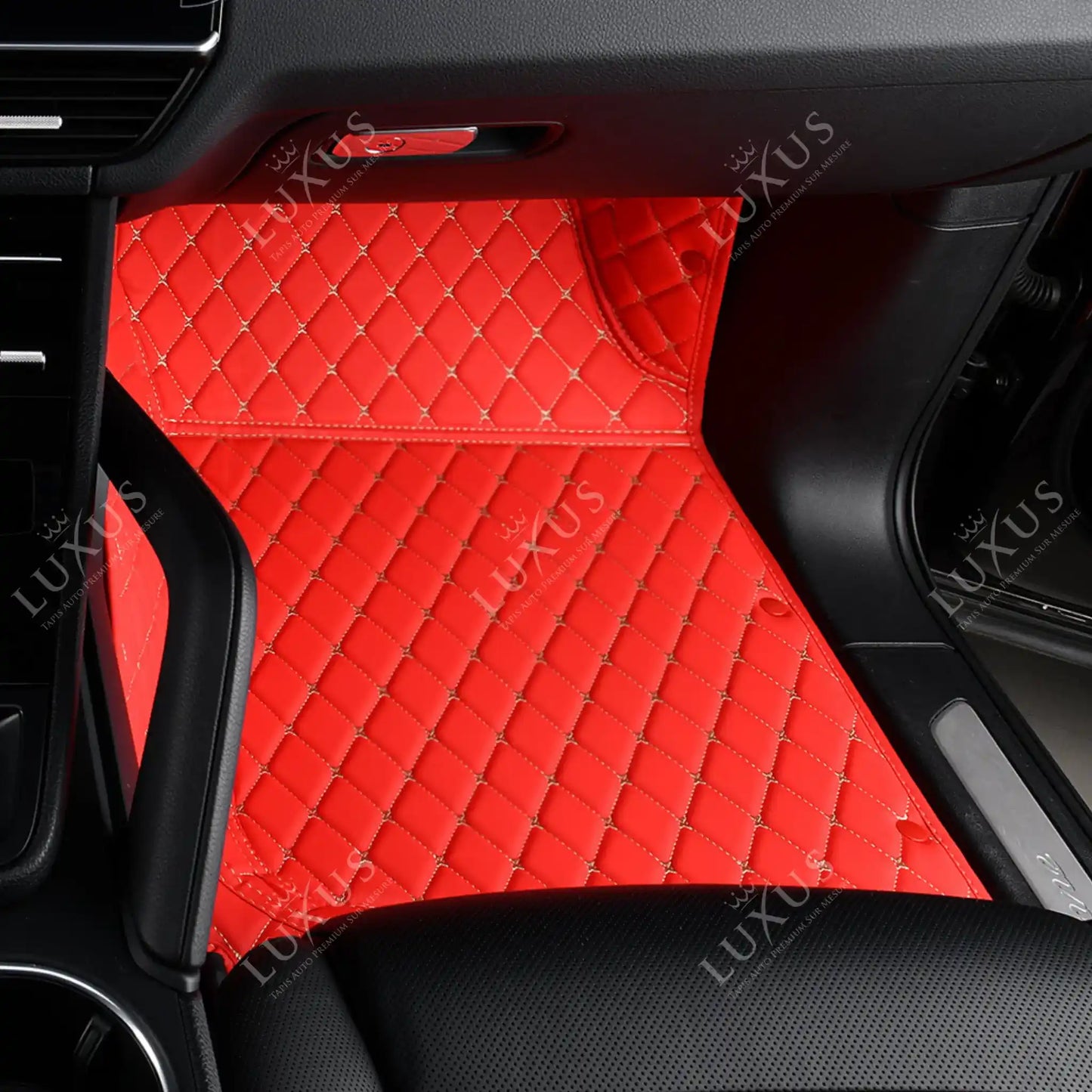 Tapis de Sol 3D sur Mesure Premium Luxus – Motif Losange Rouge Ferrari