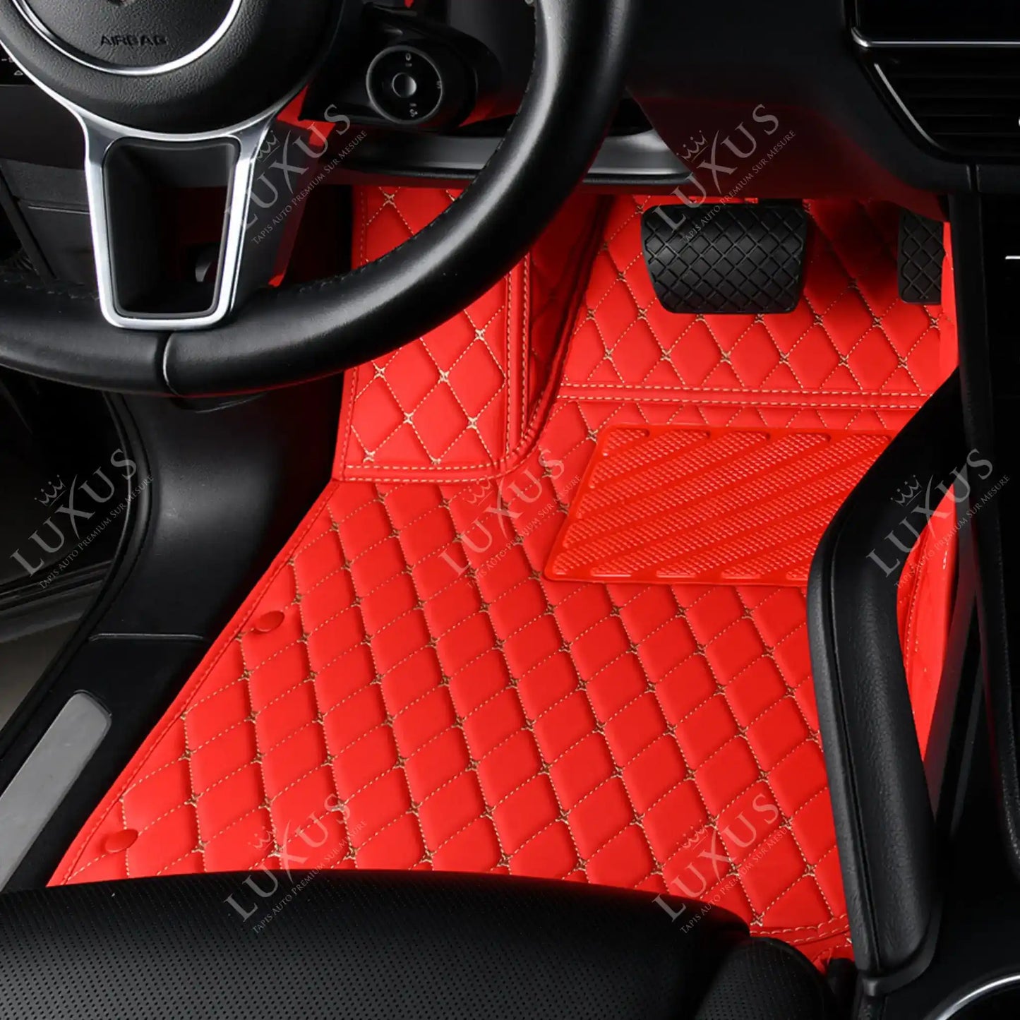Tapis de Sol 3D sur Mesure Premium Luxus – Motif Losange Rouge Ferrari