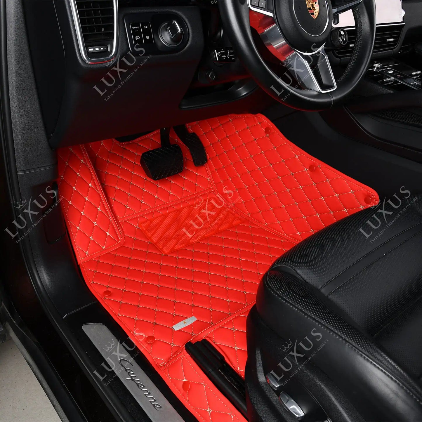 Tapis de Sol 3D sur Mesure Premium Luxus – Motif Losange Rouge Ferrari