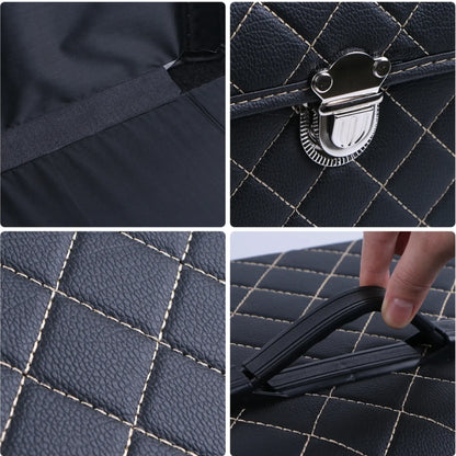 Boite de Rangement Voiture | Motif Losange | Noir & Surpiqûres Beiges