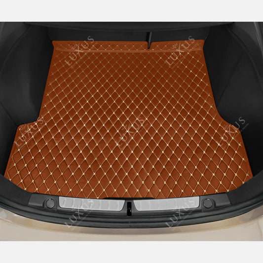 Tapis de Coffre sur Mesure Premium Luxus – Motif Losange Marron Caramel