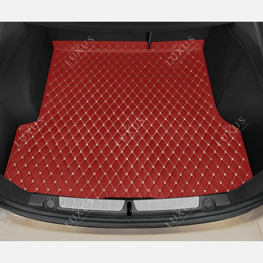 Tapis de Coffre sur Mesure Premium Luxus – Motif Losange Rouge Cerise
