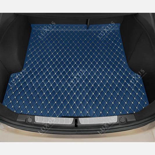 Tapis de Coffre sur Mesure Premium Luxus – Motif Losange Bleu Vintage