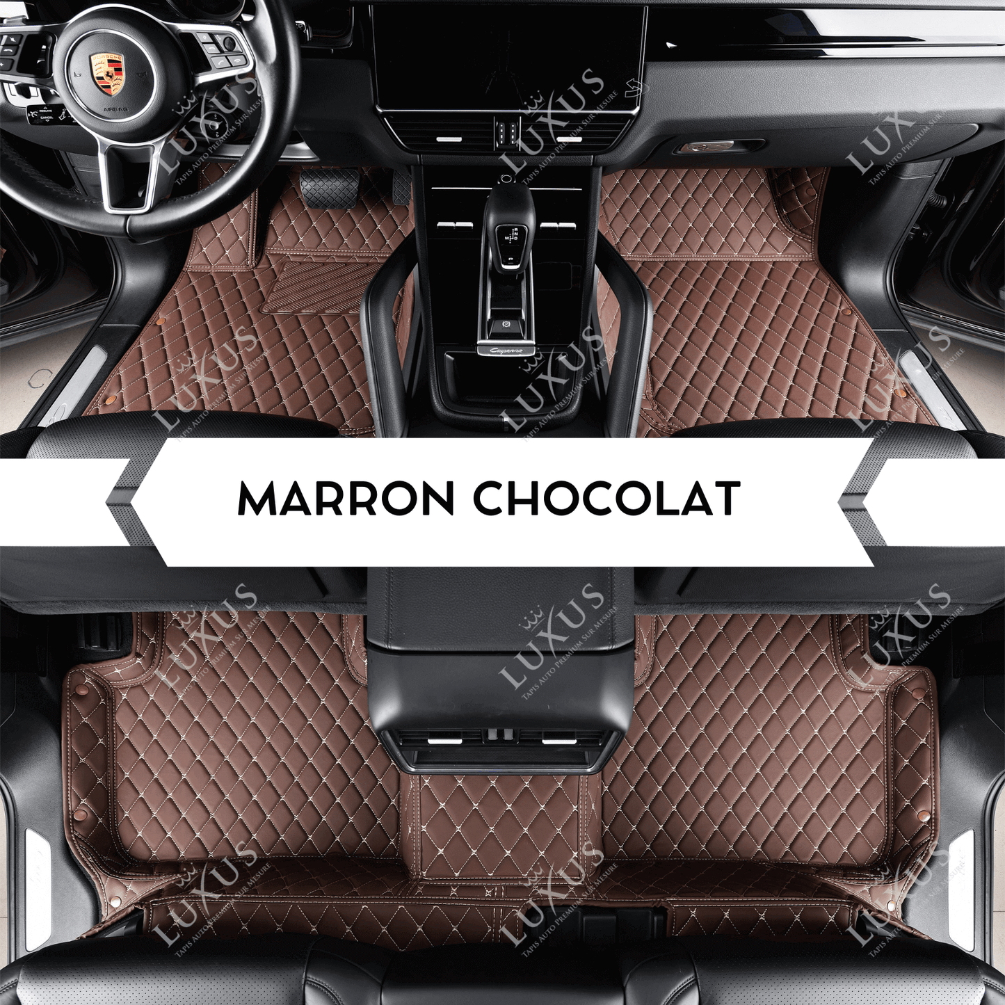 Tapis de Sol 3D sur Mesure Premium Luxus – Motif Losange Marron Chocolat