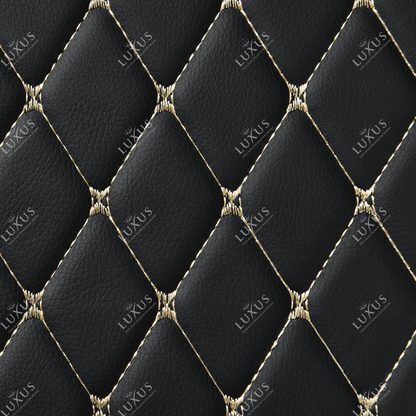 Tapis de Sol 3D sur Mesure Premium Luxus – Motif Losange Noir avec Surpiqûres Beiges