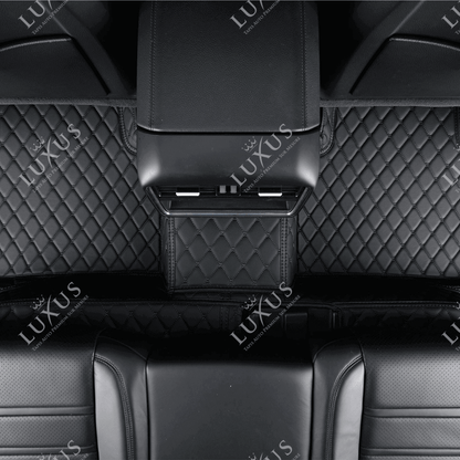 Tapis de Sol 3D Sur Mesure Premium Luxus – Motif Losange Noir avec Surpiqûres Noires