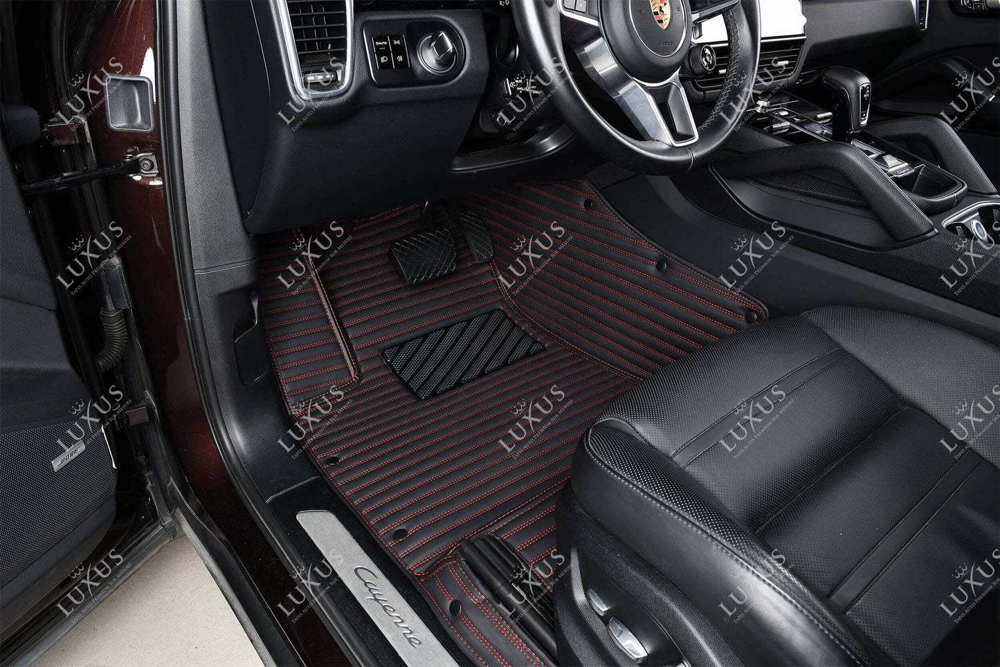 Luxus Tapis de Sol Premium 3D sur Mesure – Motif Bandes Noir