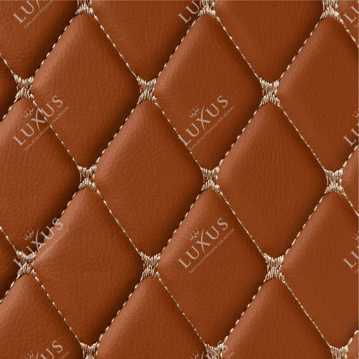 Tapis de Sol 3D sur Mesure Premium Luxus – Motif Losange Marron Caramel