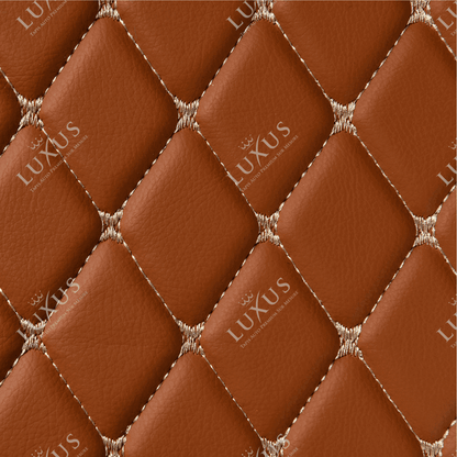 Tapis de Sol 3D sur Mesure Premium Luxus – Motif Losange Marron Caramel