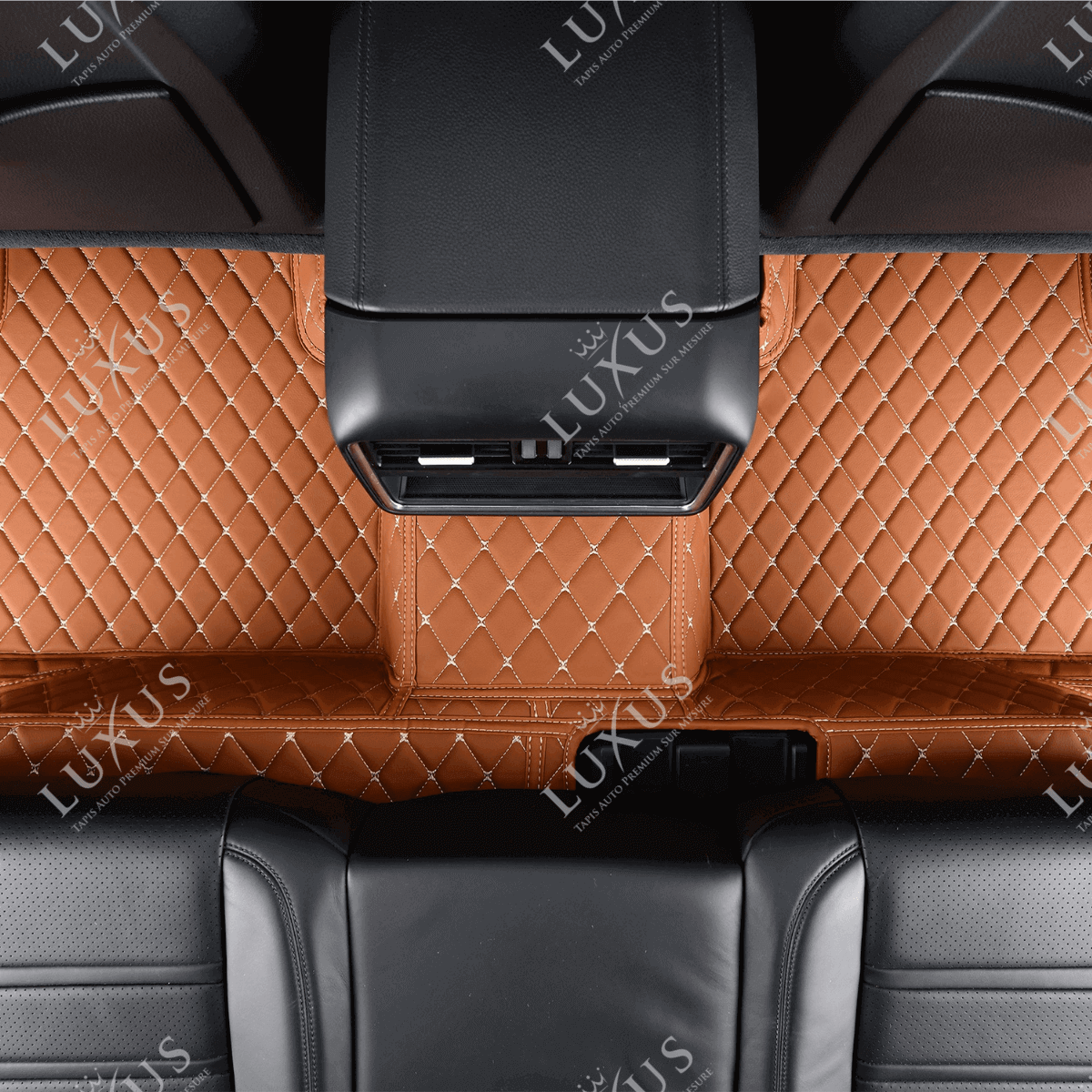 Tapis de Sol 3D sur Mesure Premium Luxus – Motif Losange Marron Caramel