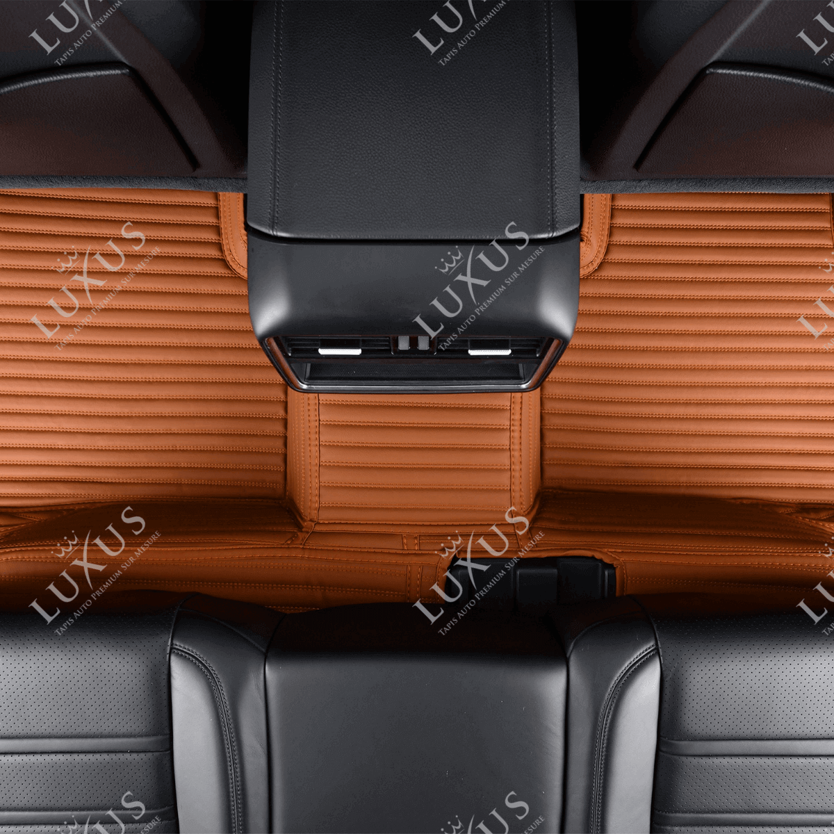 Luxus Tapis de Sol 3D sur Mesure – Motif Bandes Marron Caramel