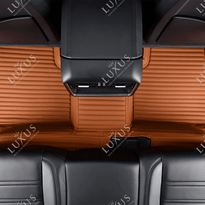 Luxus Tapis de Sol 3D sur Mesure – Motif Bandes Marron Caramel