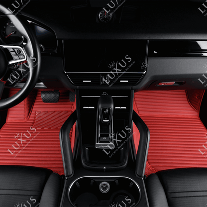 Luxus Tapis de Sol Premium 3D sur Mesure – Motif Bandes Rouge Cerise