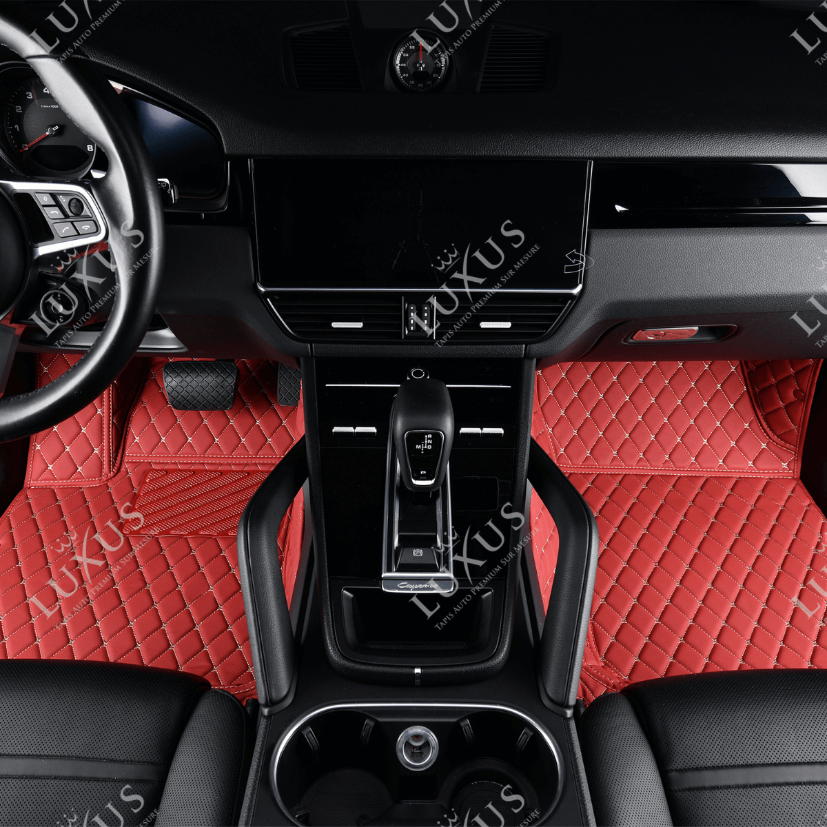 Tapis de Sol 3D sur Mesure Premium Luxus – Motif Losange Rouge Cerise