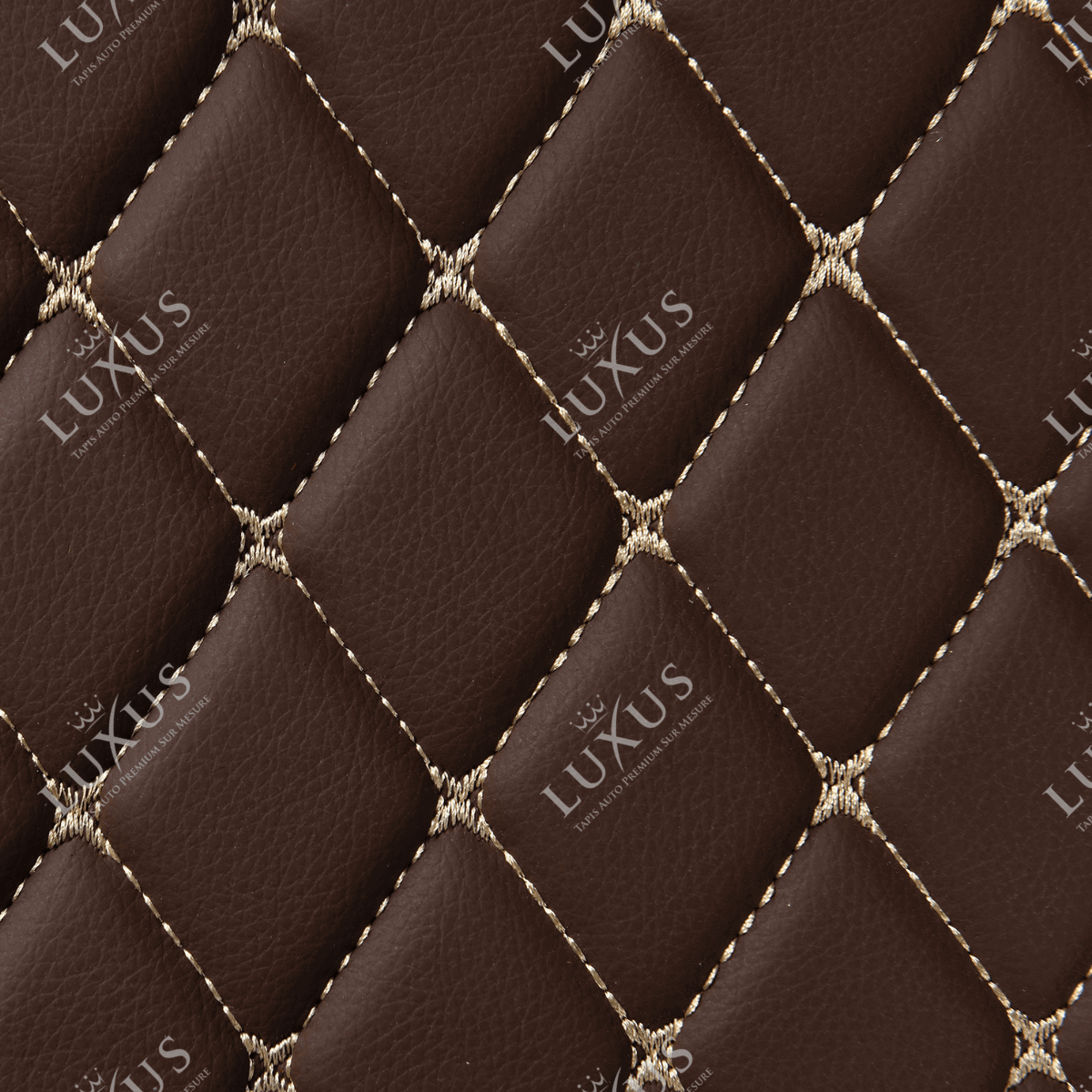 Tapis de Sol 3D sur Mesure Premium Luxus – Motif Losange Marron Chocolat