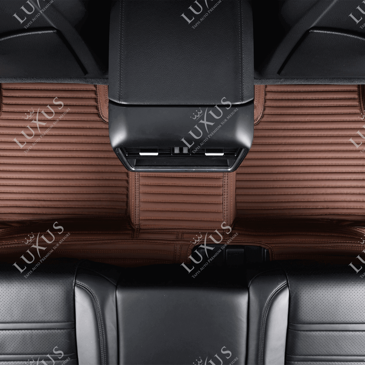 Luxus Tapis de Sol Premium 3D sur Mesure – Motif Bandes Marron Chocolat