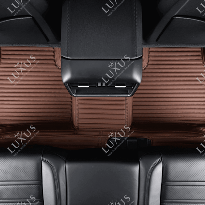 Luxus Tapis de Sol Premium 3D sur Mesure – Motif Bandes Marron Chocolat