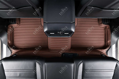 Luxus Tapis de Sol Premium 3D sur Mesure – Motif Bandes Marron Chocolat