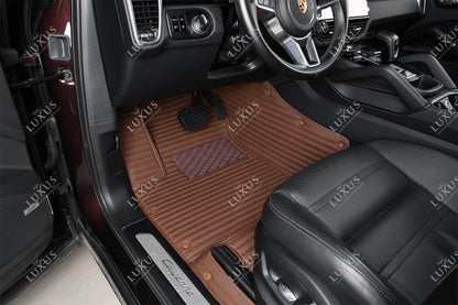 Luxus Tapis de Sol Premium 3D sur Mesure – Motif Bandes Marron Chocolat