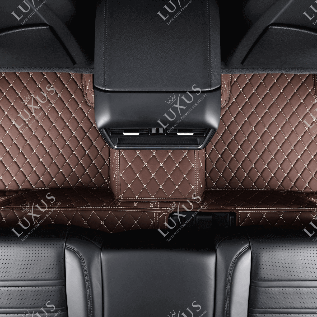Tapis de Sol 3D sur Mesure Premium Luxus – Motif Losange Marron Chocolat