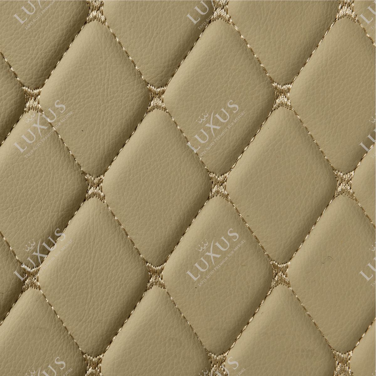 Tapis de Sol 3D sur Mesure Premium Luxus – Motif Losange Beige Crème