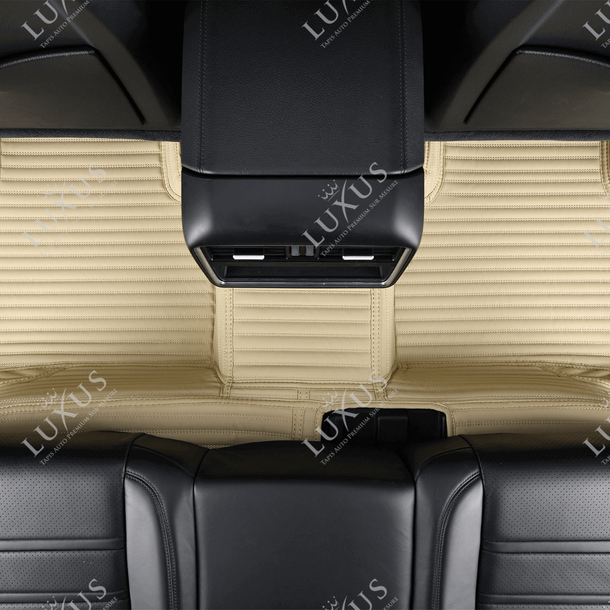 Luxus Tapis de Sol Premium 3D sur Mesure – Motif Bandes Beige Crème