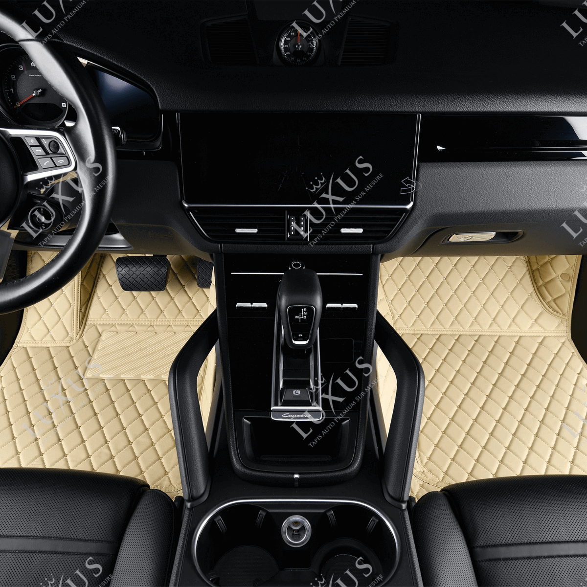 Tapis de Sol 3D sur Mesure Premium Luxus – Motif Losange Beige Crème