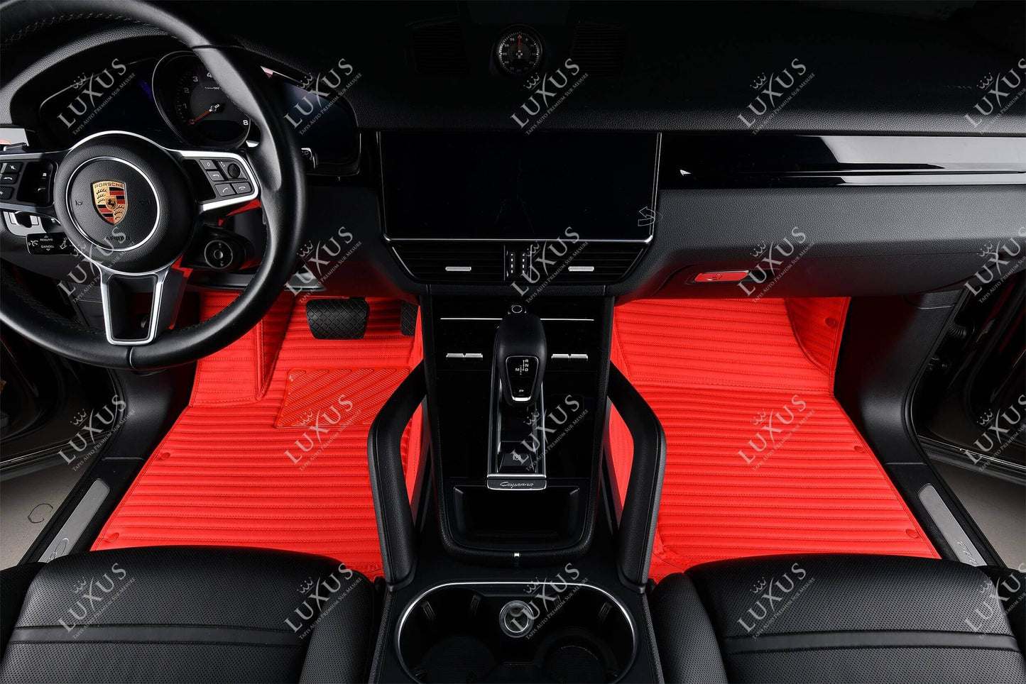 Tapis de Sol Premium Sur Mesure en 3D | Motif Bandes | Rouge Ferrari
