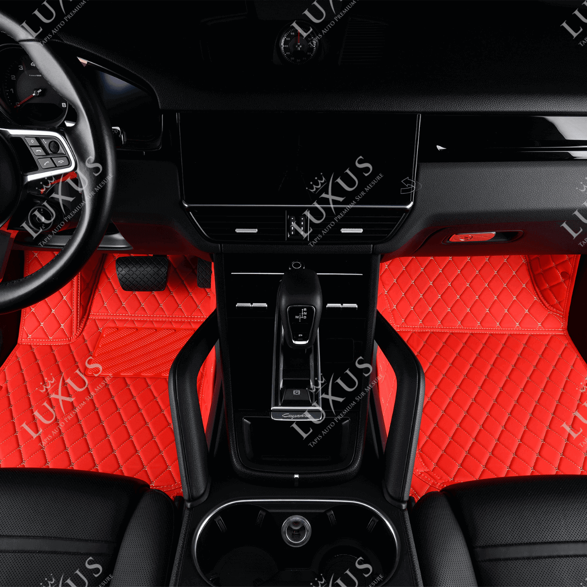 Tapis de Sol 3D sur Mesure Premium Luxus – Motif Losange Rouge Ferrari