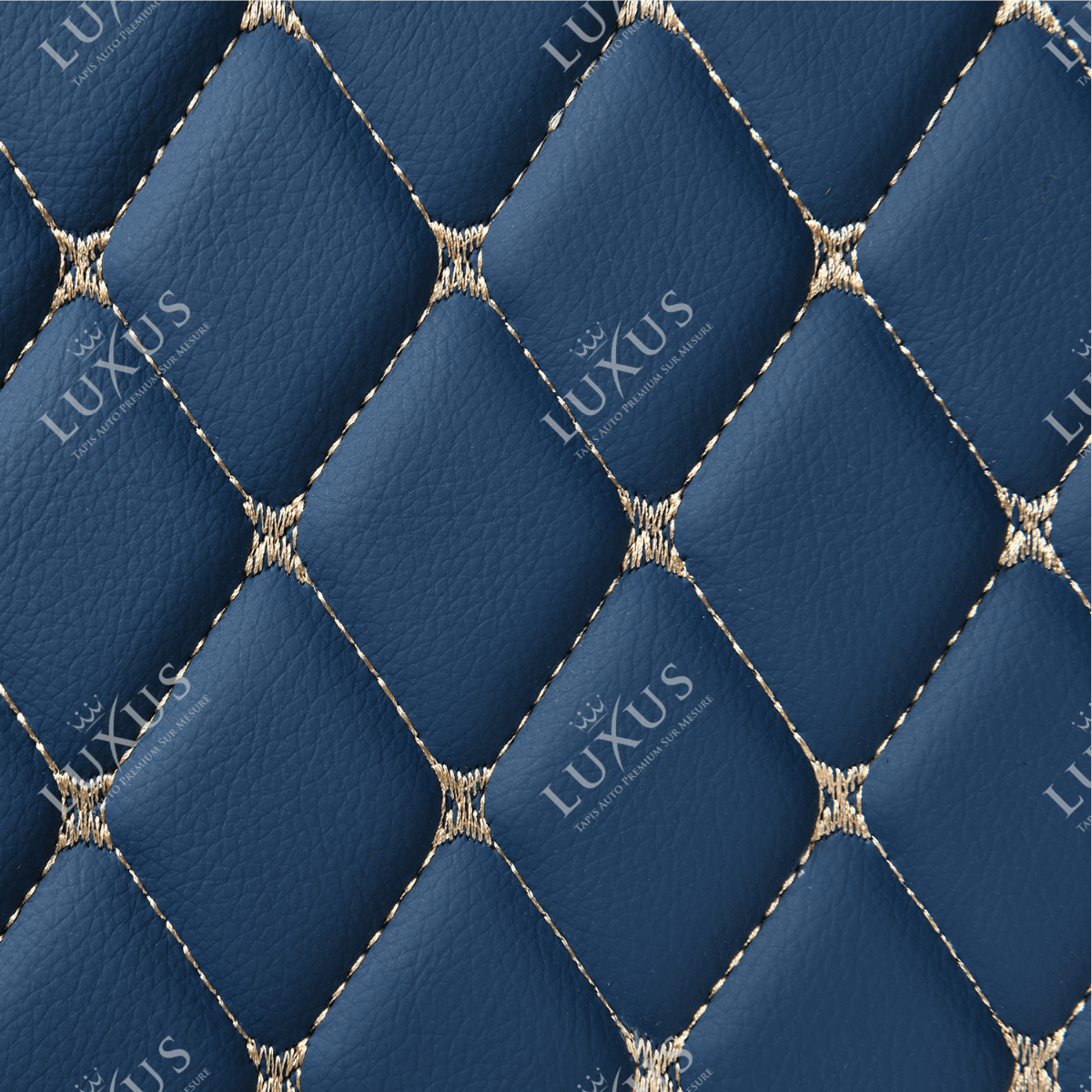 Tapis de Sol 3D sur Mesure Premium Luxus – Motif Losange Bleu Vintage